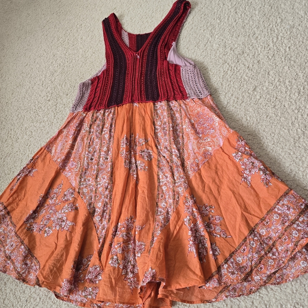FREE PEOPLE Katie's Crochet Bodice Mini Dress in Red $168 Womens Size XS - Picture 12 of 13